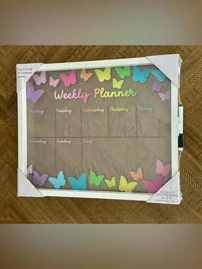 Iridescent 3-Piece Desk Set - Dry-Erase Weekly Planner, Pen Cups🌟 FREE TUMBLER!